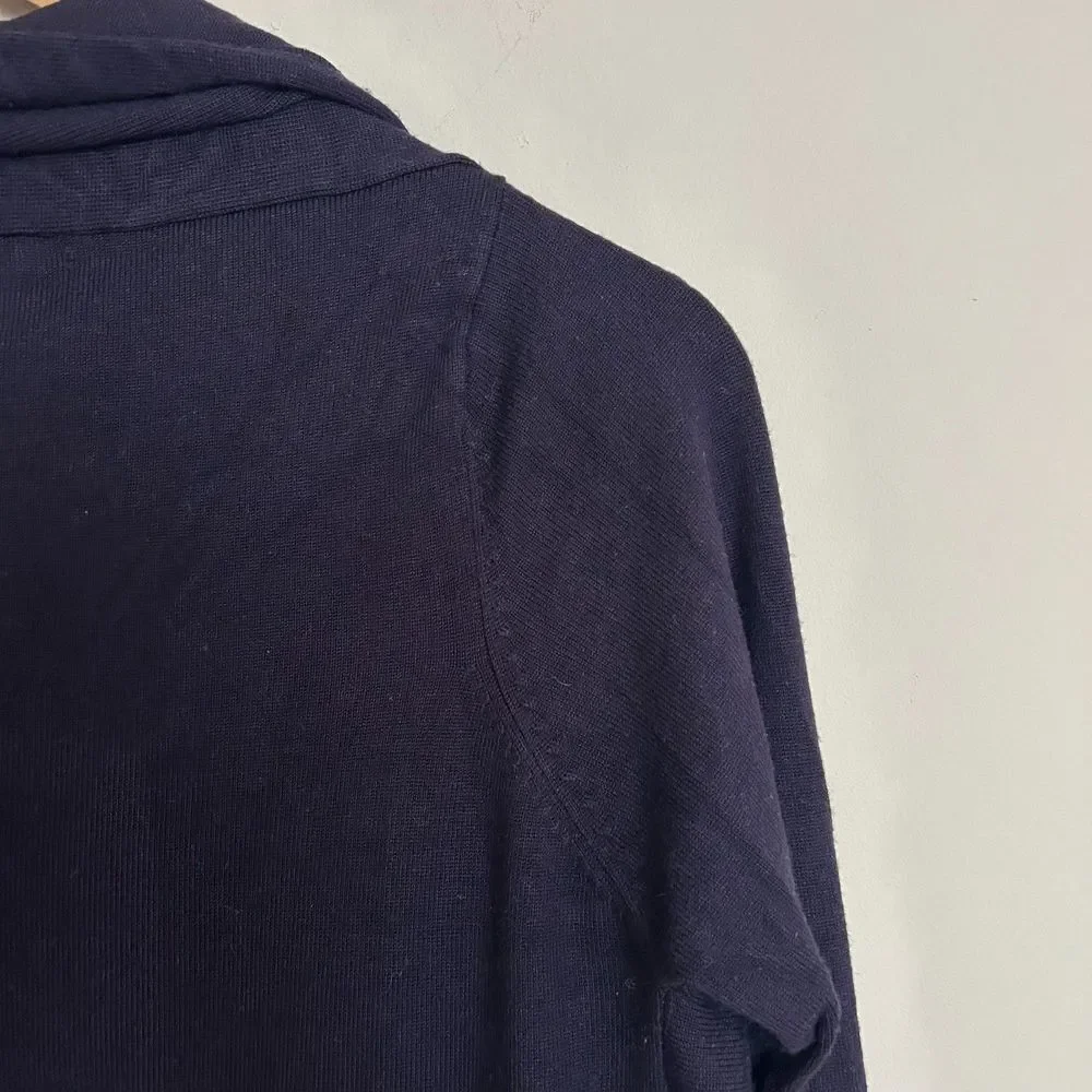 Zara Knit Navy Waterfall Open Cardigan